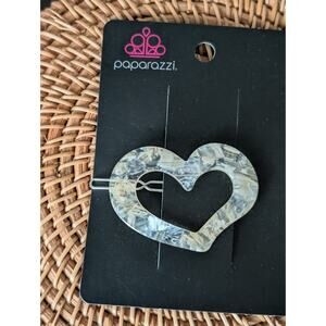 Paparazzi HEART Not to Love White Iridescent Acrylic Heart Hair Clip